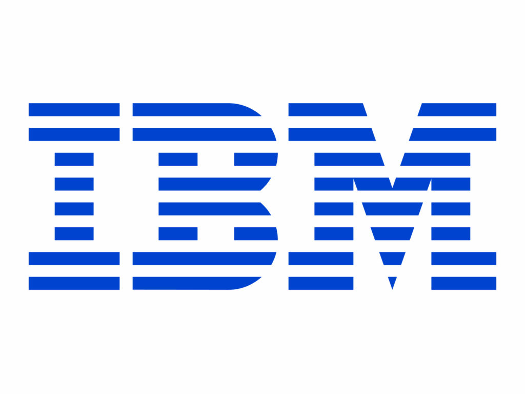 تُظهر شعار شعار الصورة شركة IBM، حيث تتصور حروف IBM باللون الأزرق من خطوط أفقية على خلفية شفافة وغالباً ما يرتبط هذا الشعار بمراكز الدورات والشهادات الاحترافية في المجالات التقنية.