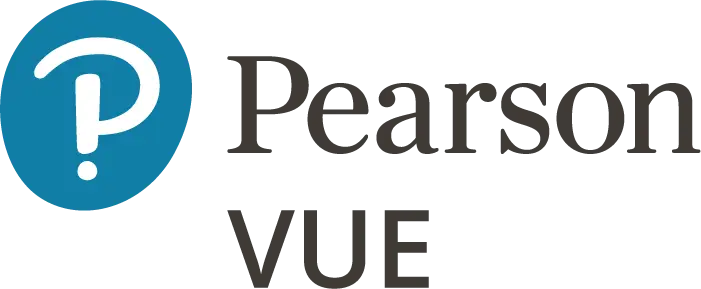يتميز شعار شعار بيرسون VUE بدائرة بيرسون VUE بدائرة زرقاء تحتوي على حرف أبيض بتصميم عصري إلى جانب عبارة "بيرسون VUE" باللون الأسود، ليجسد التميز في الشهادات الاحترافية ويحظى بثقة بثقة أبرز مراكز الدورات على مستوى العالم.