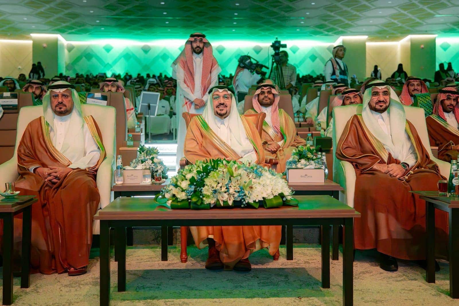 Qassim University leaders at a celebration marking the 95th Saudi National Day.