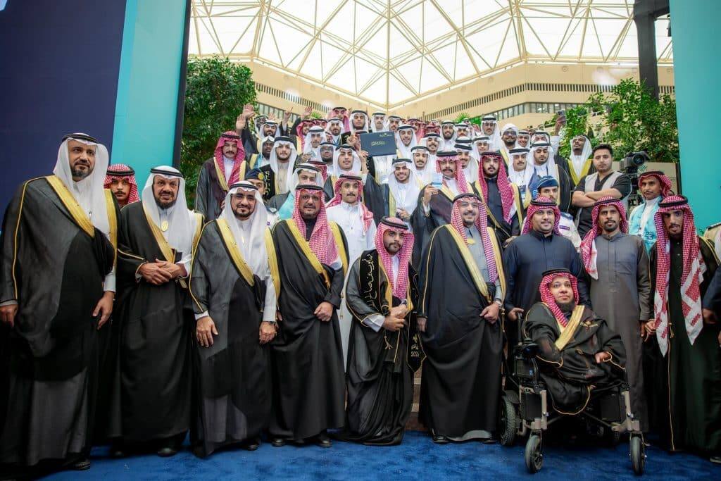 Graduation of the 23rd graduating class at Qassim University in the presence of all graduates in a special hall.