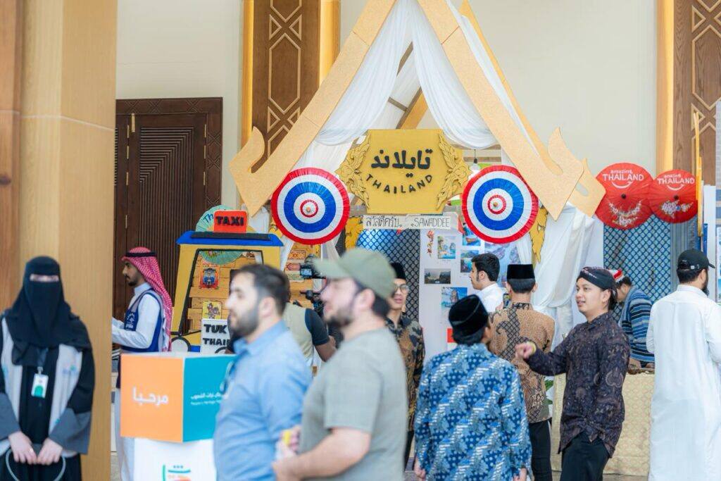 The decorated Thailand pavilion at the Peoples Heritage Festival at Qassim University reflects academic and cultural exchange.
